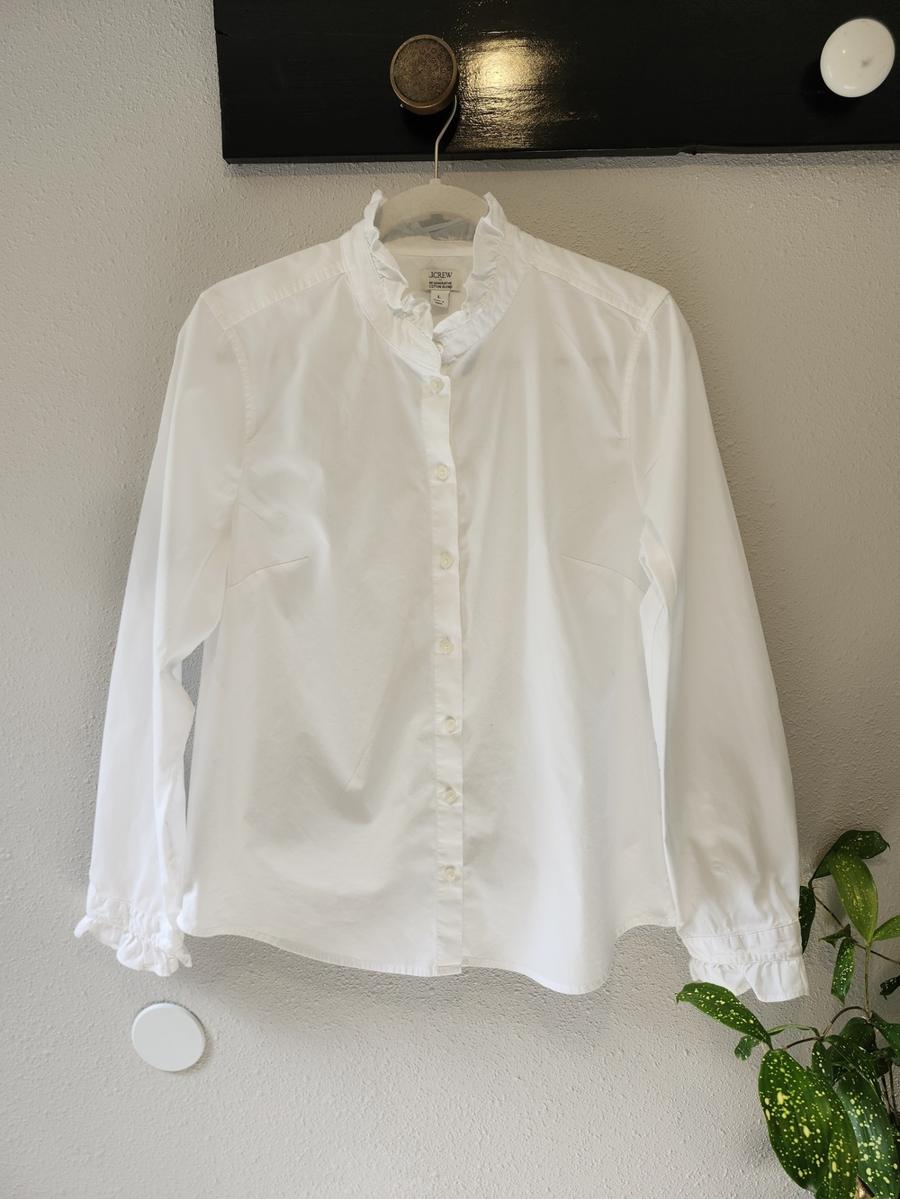 J. Crew White Ruffle Button-Up Top - Picture 2 of 4